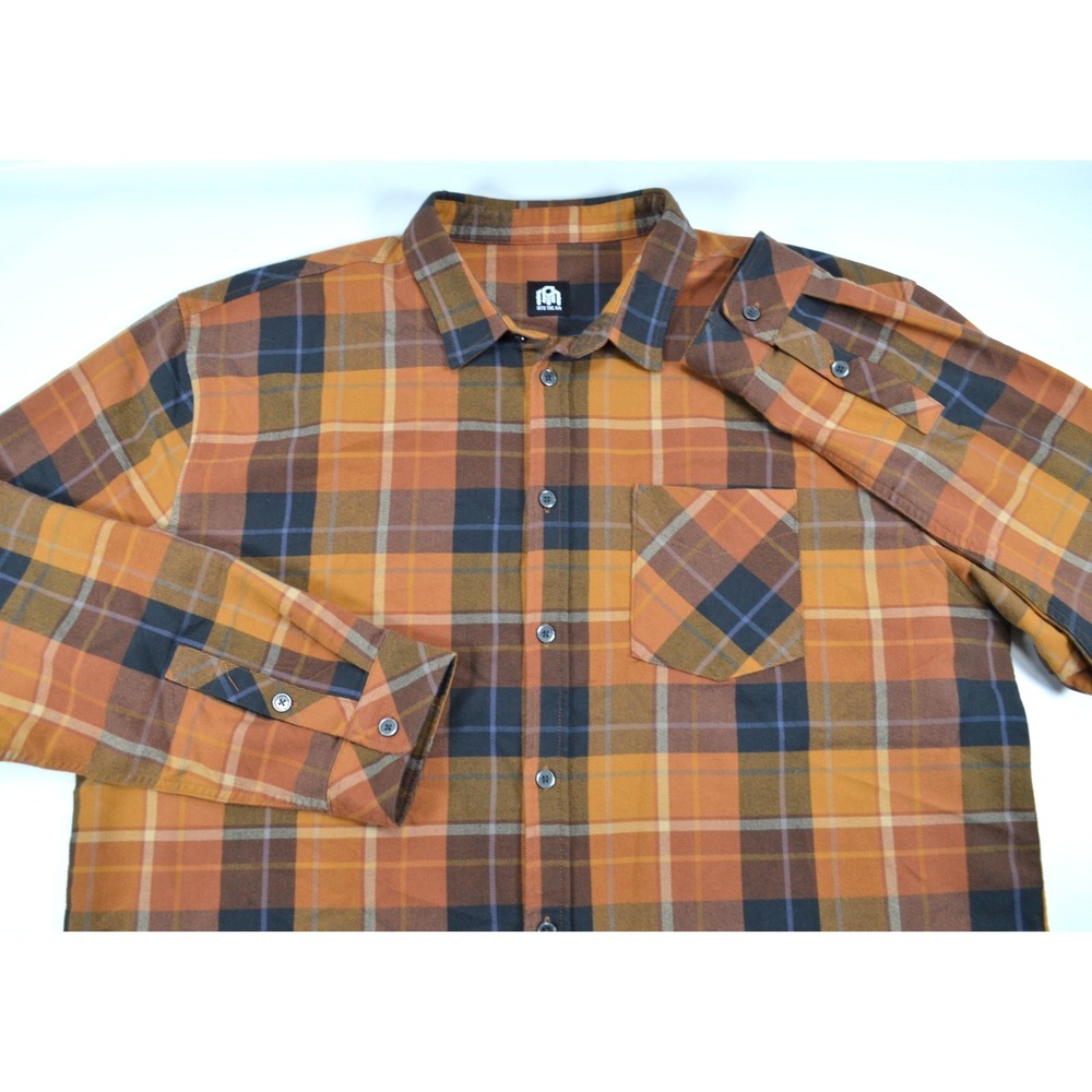 Lot of 2 Into The AM Flannel Shirts Mens 2XL Brown Black & Cream Red Black - Picture 4 of 16